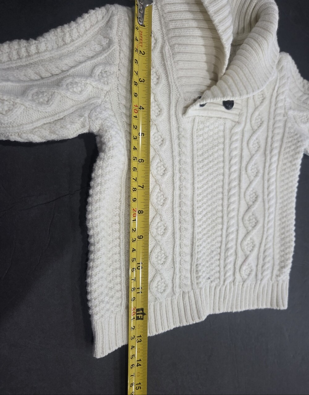 Janie and Jack Ivory Cable-Knit Shawl Collar Sweater Sz.2T(w5) - Picture 8 of 8